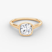 Cushion Cut - Bezel Ring - 14 K Gold